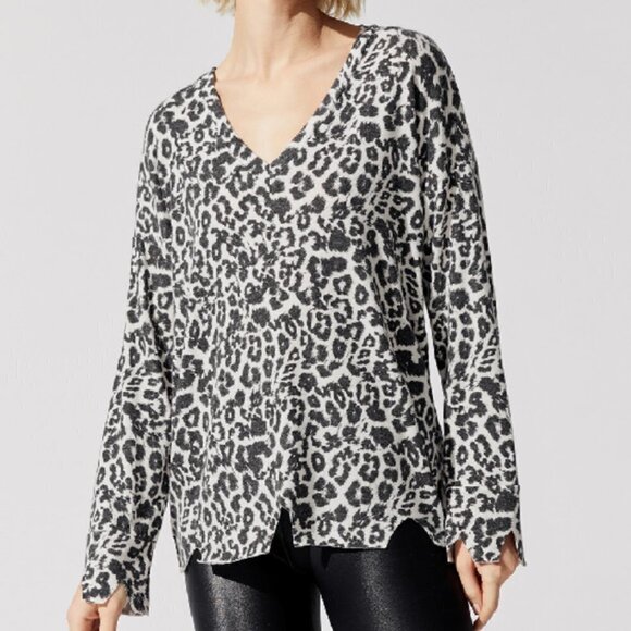 LNA Brushed Leopard Bitten Sweater In Snow Leopard Revolve - Picture 1 of 11
